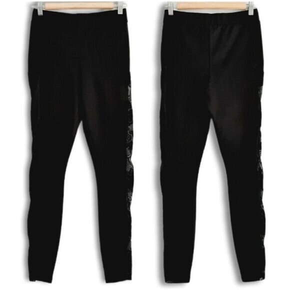 GUESS Rose Mesh Side Panels Pull-On Dressy Stretch Legging Black Sz S - Picture 2 of 12